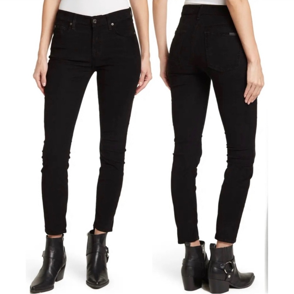 7 For All Mankind Black Ankle Gwenevere Skinny Jeans  Sz 32